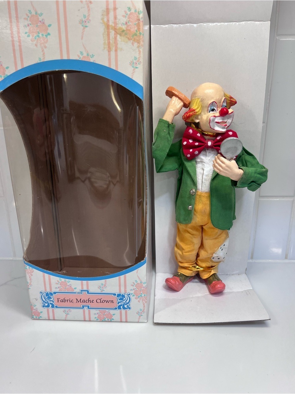 Vintage Fabric Mache Clown Figurine 10 In By Colony Crafted CRH Int’l No 8182